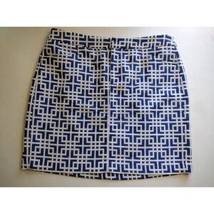 LOFT Blue and White Geometric Mini Skirt